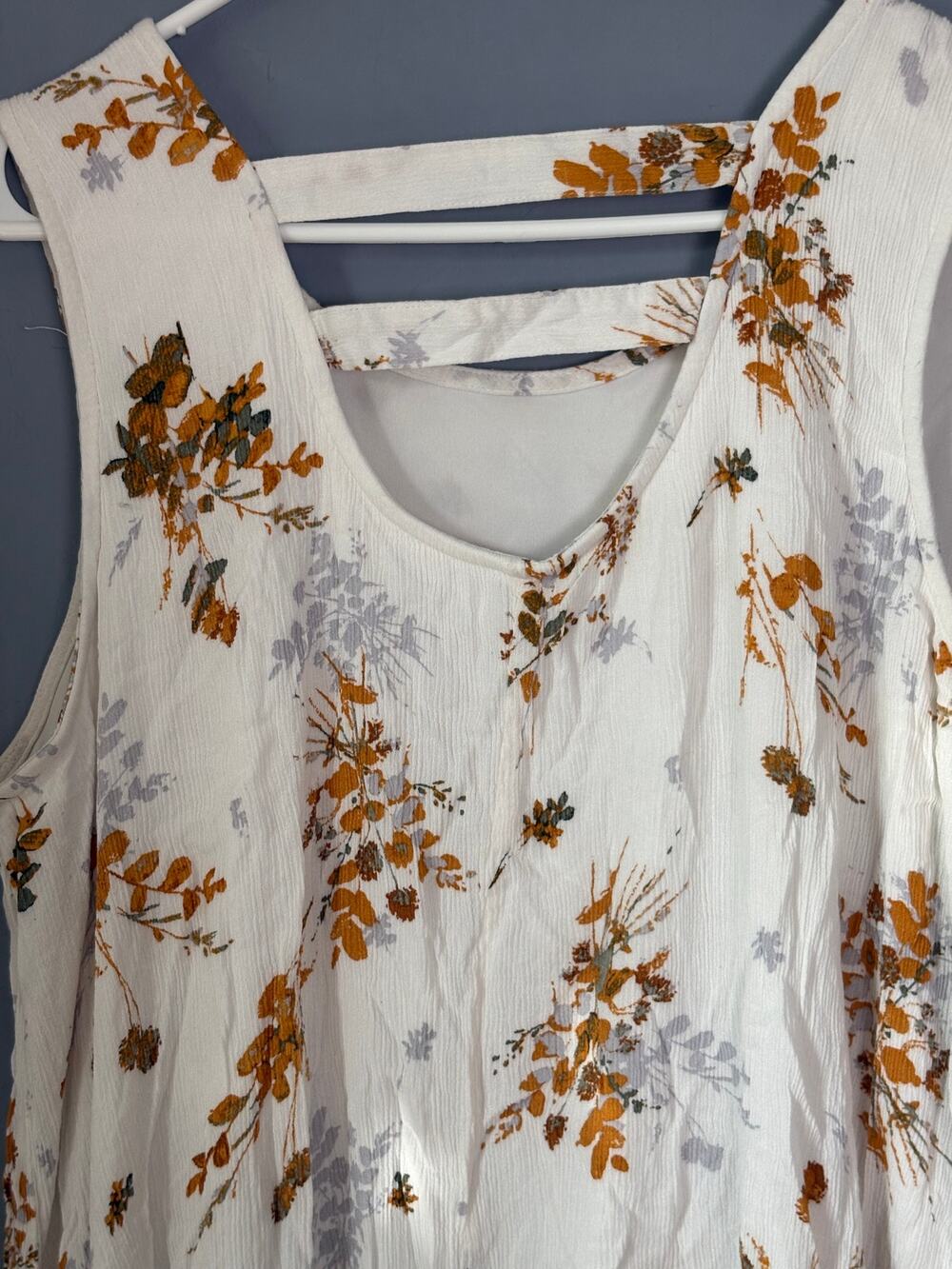 Maurices Womens XL Floral Blouse White Orange Long Sleeve Boho